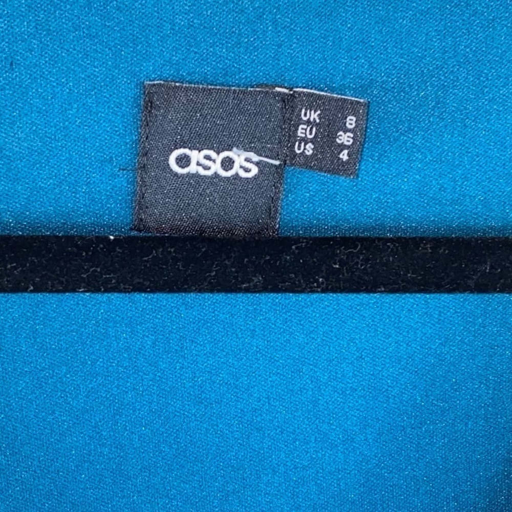 ASOS Blue-Green Teal Ruffle Hem Mini Dress - Picture 2 of 8